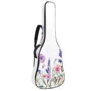 Full Size Guitar Bag, Waterproof Guitar Cover Carry Case for Acoustic Classical Electric Guitars, Watercolor Colorful Wild Flowers and Butterflies