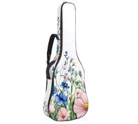 Full Size Guitar Bag, Waterproof Guitar Cover Carry Case for Acoustic Classical Electric Guitars, Watercolor Wild Flowers and Butterflies Border