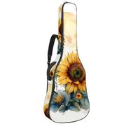 Full Size Guitar Bag, Waterproof Guitar Cover Carry Case for Acoustic Classical Electric Guitars, Watercolor Moon with Flying Bee and Sunflower