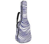 Full Size Guitar Bag, Waterproof Guitar Cover Carry Case for Acoustic Classical Electric Guitars, Waves in Linear Style White and Blue Color Pattern