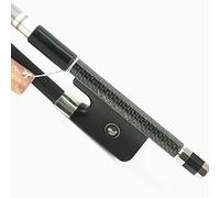 Full Size High Density Silver Braided French Ebony Bass Bow Frog with Stunning Unbleached Mongolia Horsehair 200BFB (3/4)