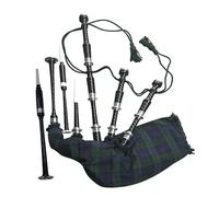Full Size Playable Bagpipe - Traditional Scottish Highland Bagpipe with Carrying Bag - Black Finish Rosewood - Silver mounts - Free Practice Chanter