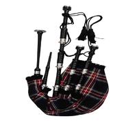 Full Size Professional Black Bagpipe - Rosewood with Silver Mounts - Black Stewart Tartan - Great Highland Bagpipes