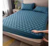 Full Size Quilted Mattress Protector,TPU Waterproof Backing，11" Deep Pocket Full Wrap, Soft Breathable Machine Washable，Wavy Diamond Pattern For Home Hotel(Lake Blue,200x220cm/79x86in)