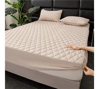 Full Size Quilted Mattress Protector,TPU Waterproof Backing，11" Deep Pocket Full Wrap, Soft Breathable Machine Washable，Wavy Diamond Pattern For Home Hotel(Khaki,90x200cm/35x79in)