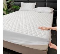 Full Size Quilted Mattress Protector,TPU Waterproof Backing，11" Deep Pocket Full Wrap, Soft Breathable Machine Washable，Wavy Diamond Pattern For Home Hotel(White,90x200cm/35x79in)