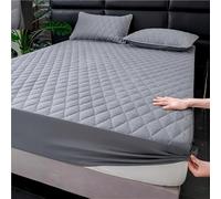 Full Size Quilted Mattress Protector,TPU Waterproof Backing，11" Deep Pocket Full Wrap, Soft Breathable Machine Washable，Wavy Diamond Pattern For Home Hotel(Dark Gray,200x200cm/79x79in)