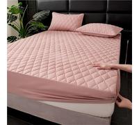 Full Size Quilted Mattress Protector,TPU Waterproof Backing，11" Deep Pocket Full Wrap, Soft Breathable Machine Washable，Wavy Diamond Pattern For Home Hotel(Light Pink,150x200cm/59x79in)