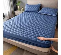 Full Size Quilted Mattress Protector,TPU Waterproof Backing，11" Deep Pocket Full Wrap, Soft Breathable Machine Washable，Wavy Diamond Pattern For Home Hotel(Dark Blue,180x200cm/70x79in)