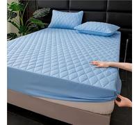 Full Size Quilted Mattress Protector,TPU Waterproof Backing，11" Deep Pocket Full Wrap, Soft Breathable Machine Washable，Wavy Diamond Pattern For Home Hotel(Sky Blue,120x200cm/47x79in)
