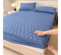 Full Size Quilted Mattress Protector,TPU Waterproof Backing，11" Deep Pocket Full Wrap, Soft Breathable Machine Washable，Wavy Diamond Pattern For Home Hotel(Dusty Blue,200x200cm/79x79in)