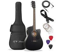 Full Size Thinline Black Acoustic Electric Guitar with Free Gig Bag Case & Picks