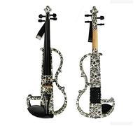 Full Size Violin Advanced Electric Art Violin Black & White Solid Wood Silent Violin Full Size 4/4 Ebony Fittings W/Parts