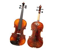 Full Size Violin Carved Pattern Strad Style Fiddle Handmade Craft 4/4 Violin W/Bow Bridge Strings Case