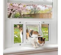 Full-Size Window Pet Door for Cats & Small Dogs, Fits 24"-28" Width Windows, Easy to Install, No-Damage Cat Door for Window, Magnetic Closure Cat Door Window Insert, Weatherproof Cat Door