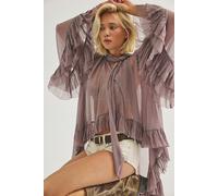 Full Sleeve Frill Top at Free People in Thistle Whip, Size: Medium - female