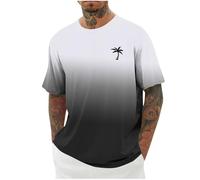 Full Sleeve T Shirts Men, Mens T Shirts Men's Fashion Casual T-Shirts Breathable Lightweight Tee Top Hawaiian Print Summer Camping Hiking Holidays Everyday Wear B-White