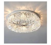 Full Spectrum Crystal lamp Nordic Light Luxury Eye Protection Bedroom Whole House Combination high-end Room Ceiling(Chrome,Neutral_DIA80CM H15CM)