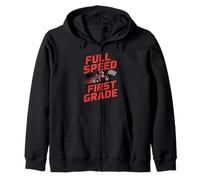Full Speed Into First Grade Back To School First Day Boys Zip Hoodie