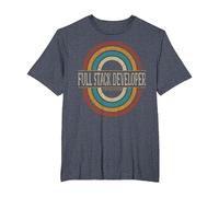 Full Stack Developer Vintage Retro T-Shirt, Men's Big and Tall, Heather Blue, 2X Tall