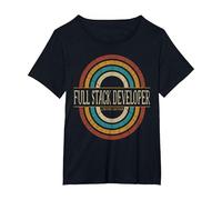 Full Stack Developer Vintage Retro T-Shirt, Women's Plus, Black, 5X