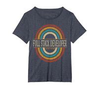 Full Stack Developer Vintage Retro T-Shirt, Women's Plus, Heather Blue, 2X