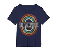 Full Stack Developer Vintage Retro T-Shirt, Women's Plus, Navy Blue, 2X