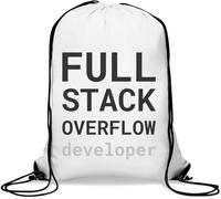 Full Stack Overflow Developer Gym Sack Casual Drawstring Bag White
