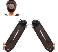 Full Star Flower Hair Accessories, 2025 New Hand Embroidered Flowers Deft Bun, Ball Flower Hair Bun Roller for Women Girls Lazy Hair Curler Deft Bun Maker (2Pcs-A, Medium)