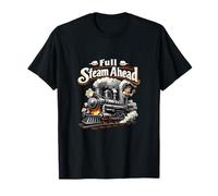 Full Steam Ahead Plumber Pipe Pun Steam Engine Graphic T-Shirt