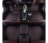 Full Surround Leather Car Floor Mats for Ford Ranger 2015 2016 2017 2018 2019 2020 2021 2022 2023, Waterproof Floor Mat Front Rear Row Carpet Protection Set Liners,Black-Red