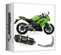 full system exhaust homologated catalytic arrow race-tech in black aluminium with carby end cap compatible with kawasaki er6f er-6f 2012 2013 2014 2015 2016 mototopgun 71794akn + 71459kz