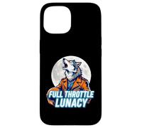Full Throttle Lunacy Howling Biker Wolf Graphic Case for iPhone 15