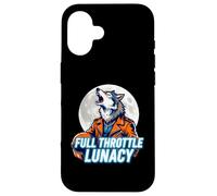 Full Throttle Lunacy Howling Biker Wolf Graphic Case for iPhone 16