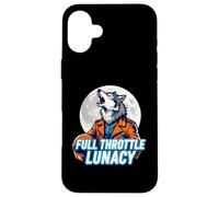 Full Throttle Lunacy Howling Biker Wolf Graphic Case for iPhone 16 Plus