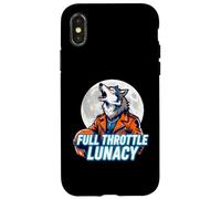 Full Throttle Lunacy Howling Biker Wolf Graphic Case for iPhone X/XS
