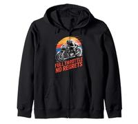 Full Throttle No Regrets Motorcycle Rider Racing Zip Hoodie