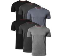 FULL TIME SPORTS® Tech Pack of 6 Assorted Short Sleeves, Casual Tops, Multipack, Men's Crew Neck T-Shirts, Pack-t5, L