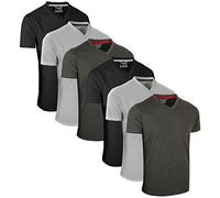 FULL TIME SPORTS V-Neck T-Shirt Pack of 6 FTS-UK-639-CH-GRY-BK-XXL Charcoal Grey Black