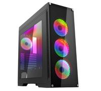 Full Tower ATX Gaming PC Case, Dual Tempered Glass Side Panels, Built-in ARGB Fans, Desktop Computer Chassis