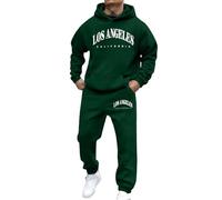 Full Tracksuit Set Mens Full Zip Hooded Jacket Sweatsuits Tops and Jogging Bottoms Set Active Sweatshirt Suit with Pockets Two-Piece Sweatsuits Winter Outfits for Men Christmas (Dark Green, XL)