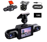 Full View Car Dashcam System, 360° 4 Channel Panoramic Recording Dash Cam,1080P HD/Night Vision/G-Sensor/Loop Recording/4 Cameras/Collision Induction/Mobile Monitoring (128G)