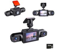 Full View Car Dashcam System, 360° Full View Car Dashcam System - 4 Channel Dash, 1080P Full HD Recording Car Dash Camera System with 32GB SD Card (Three lenses)