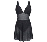 Full Volume by EMP Bathing Suit with Mesh Dress Swimsuit black dark red M