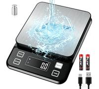 Full Waterproof Kitchen Scales Rechargeable, [0.1g/10kg] Diyife USB Food Scales with Adjustable LCD Display, 10 Units, Tare, PCS Counting, Auto Off, 304 Stainless Steel, Wall Mount for Baking Cooking