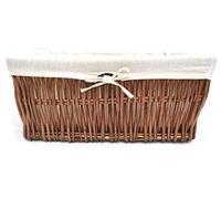 Full Wicker Strong Wider Big Deep Large Wicker Lined Handle Storage Basket Xmas Hamper Basket Gift[Oak,Medium 41x28x18cm]