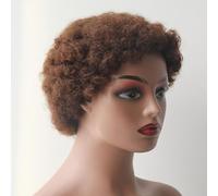 Full Wig Curly Bob Human Hair Wigs Color for Women Short Pixie Cut Wig(Chocolate brown)