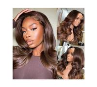 Full Wig Dark Brown Body Wave 13x4 Lace Front Wigs Human Hair Pre Plucked with Baby Chocolate Color 150% Brazilian Remy Frontal Wig(8inch Bob)