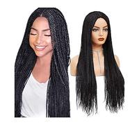 Full Wig Synthetic Hair Long Twist Braids Wigs for Black Women 22-28 "Fully Machine Knotless Box Braided with Natural Hairline Glueless Crochet Wig(22inches)