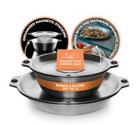 FULL WiNDSOR - MAGWARE - Magnetic Bowls and Plates Set - Stainless Steel Travel Dinnerware for Camping, Overlanding, Backpacking, Picnic, RV, Outdoor Dining Portable Tableware Mess Kit
